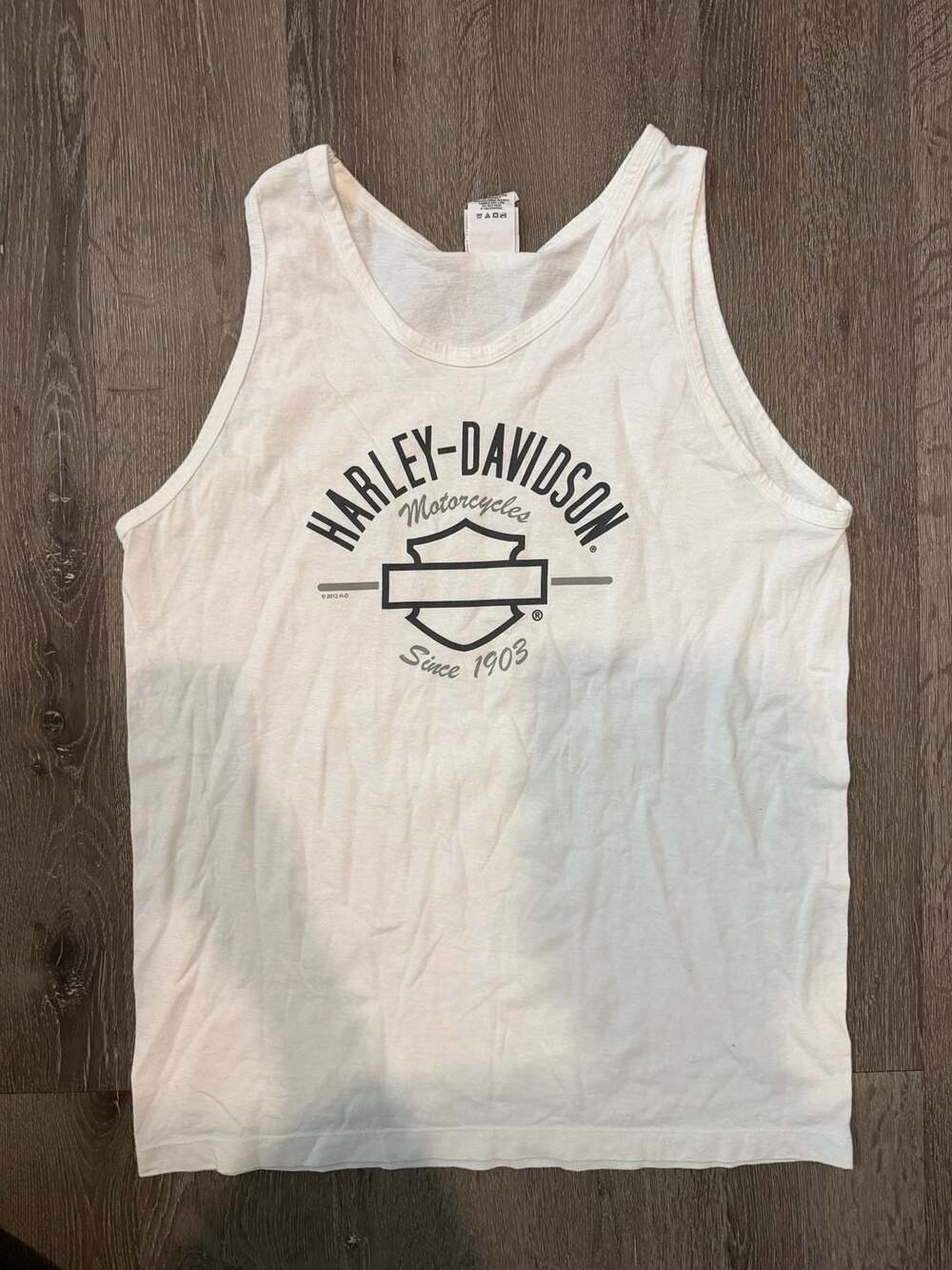 Harley-Davidson Tank Top Size L White Carroll Iowa Motorcycle Graphic